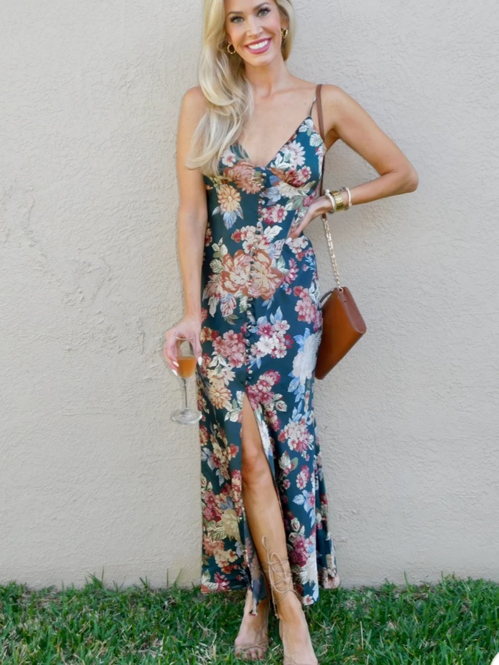 Dress Forum Green Floral Maxi Slip Dress